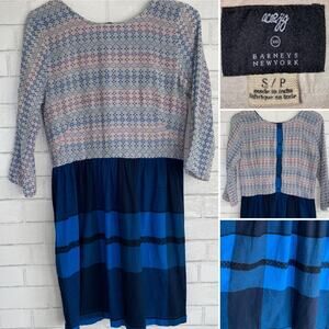 Ace & Jig x Barneys Mixed Media Blue Dress Women’s Small EUC